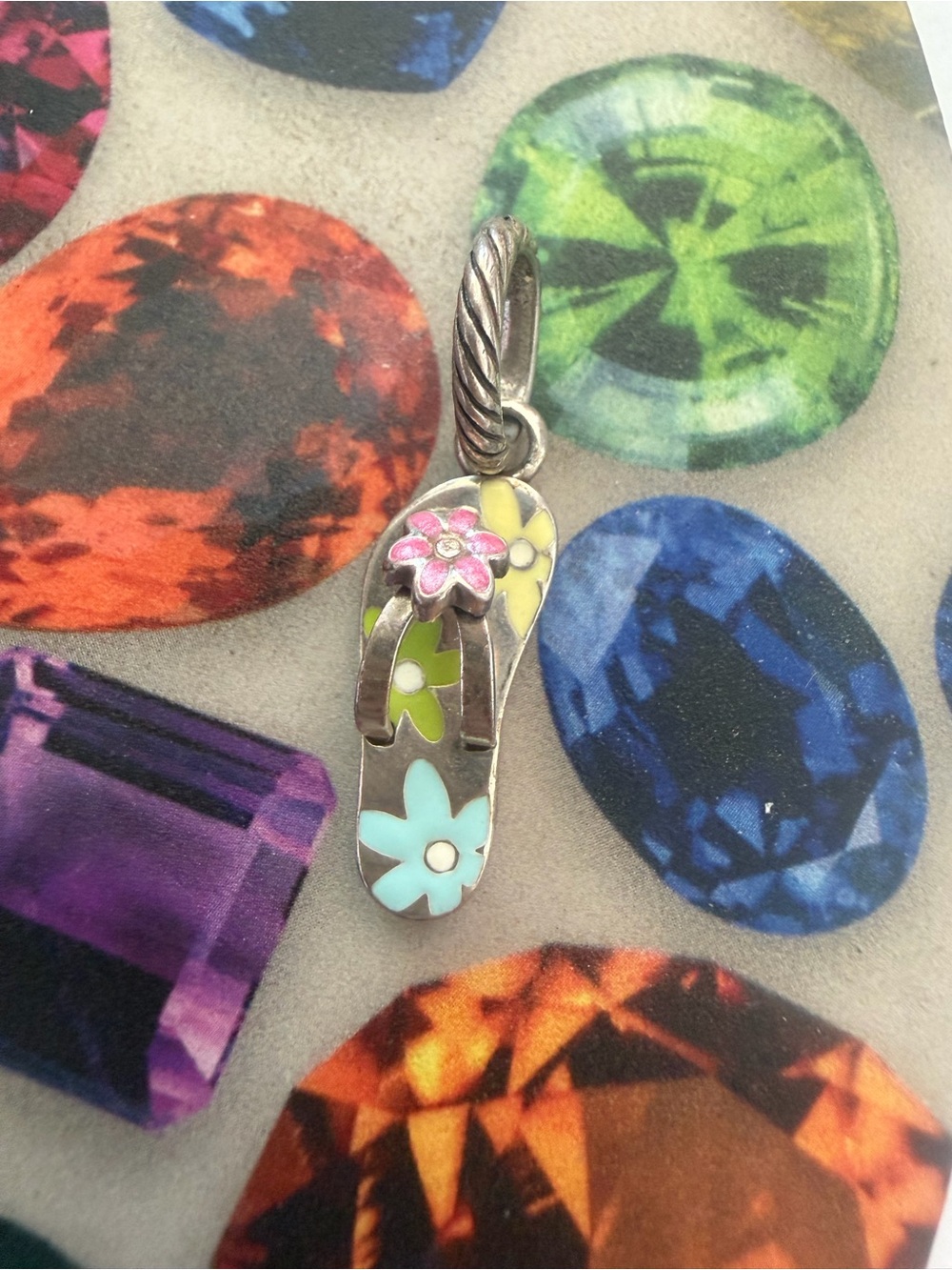 Brighton Floral Flip-Flop Charm Pendant - Pink, Yellow, Blue & green